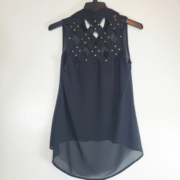 Bcbgeneration Button Down Black Tank Top Xsmall Preowned - Picture 7 of 8